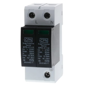2 Module, 2 Pole Type 1 + 2 for single phase, TN-S earthing.