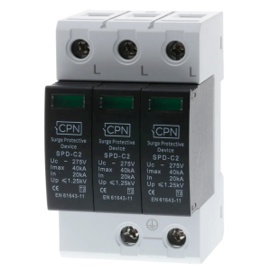 3 Module, 3 Pole Type 2 for three phase, TN-C-S earthing.