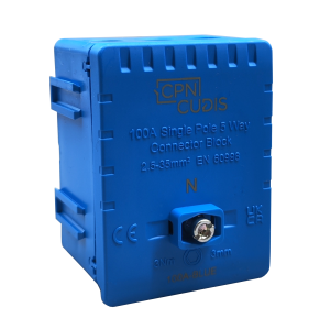 Blue (Neutral) 100A 5-Way Single Pole Terminal Block