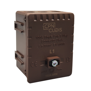 Brown (L1) 100A 5-Way Single Pole Terminal Block